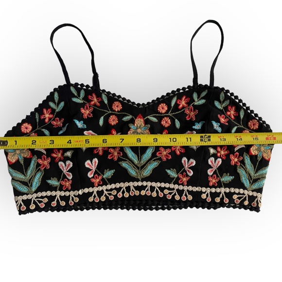 Forever 21 Floral Embroidered Bralette Black Crop Top (L) - Picture 5 of 15